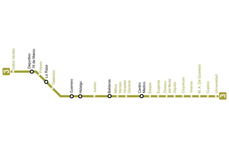 Mapa metro CDMX línea 3